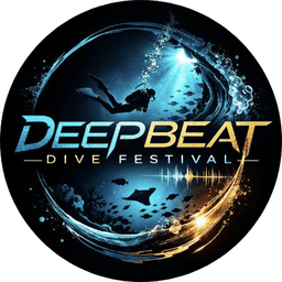 DeepBeat Dive Festival emblem — a diver descending through a wave of light and sound